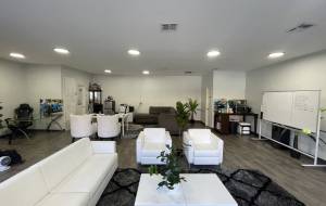 Interior, two restroom in each corner of the office